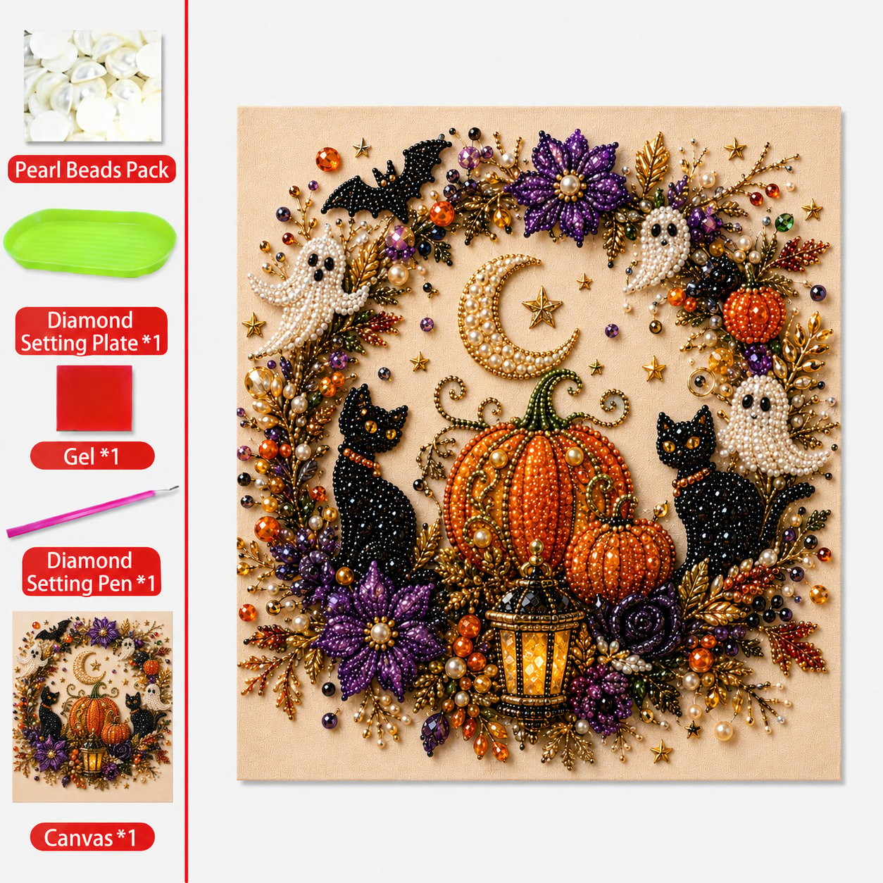 Halloween Pearl Art DIY Kit – Turn Tiny Pearls into Spooky-Cute Magic (BUY 2 FREE SHIPPING)