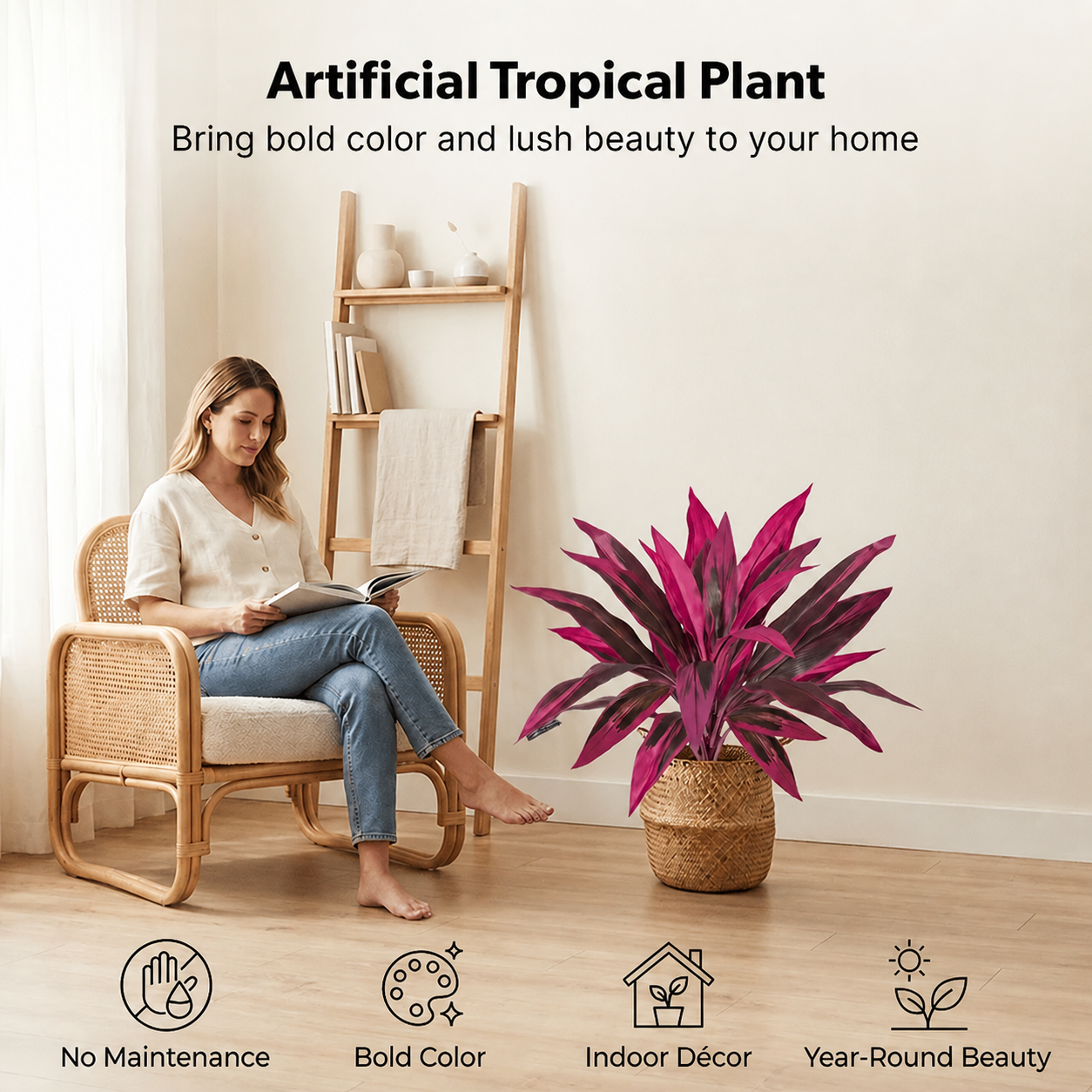 Artificial Boston Fern & Dragon's Blood Tree Plants