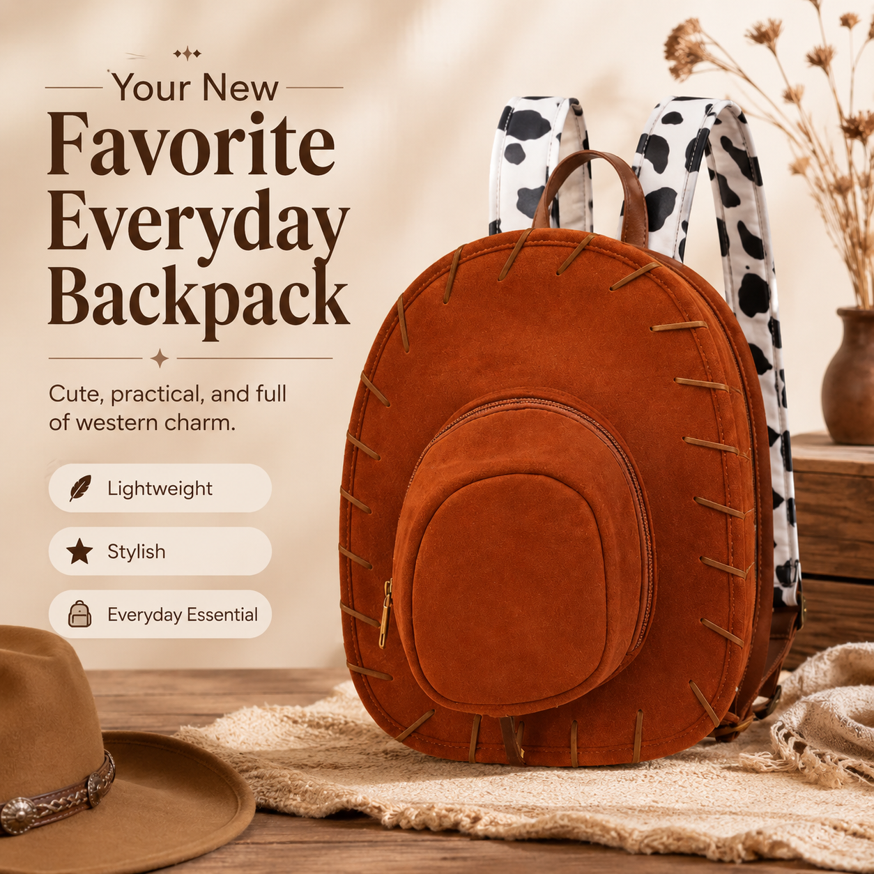 🎁 Western Dream Backpack | Unique Cowboy Style Gift Bag for Her