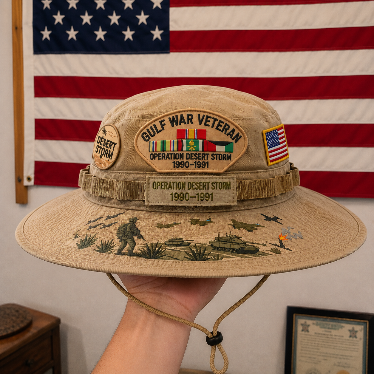 Gulf War Veteran Desert Storm Tribute Boonie Hat