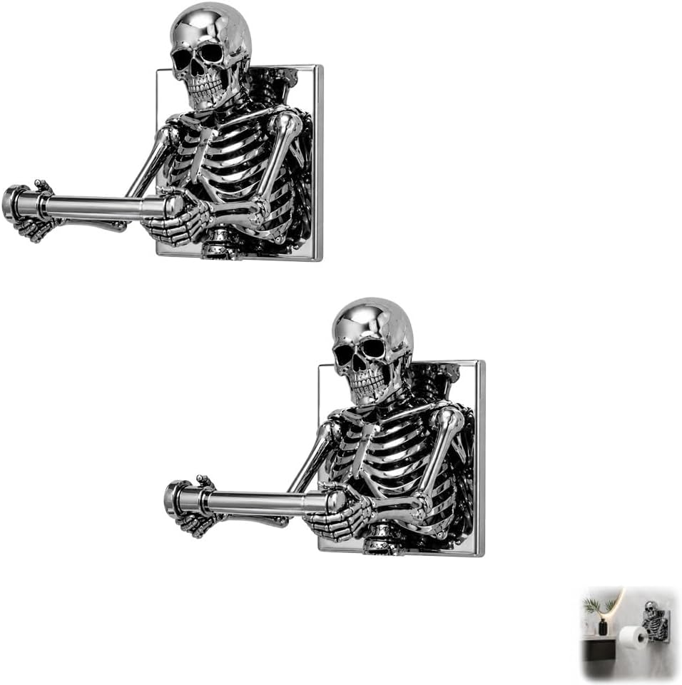 Skeleton Toilet Paper Holder, Funny Tissue Holder Skull Wall Mount(Buy 2, save $3.9)