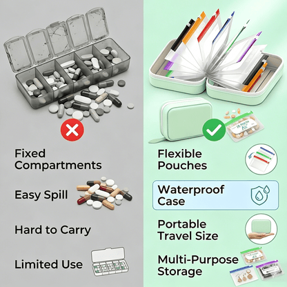 💊 A8 Waterproof Pill Pouch Set – Large Weekly Travel Medicine Organizer