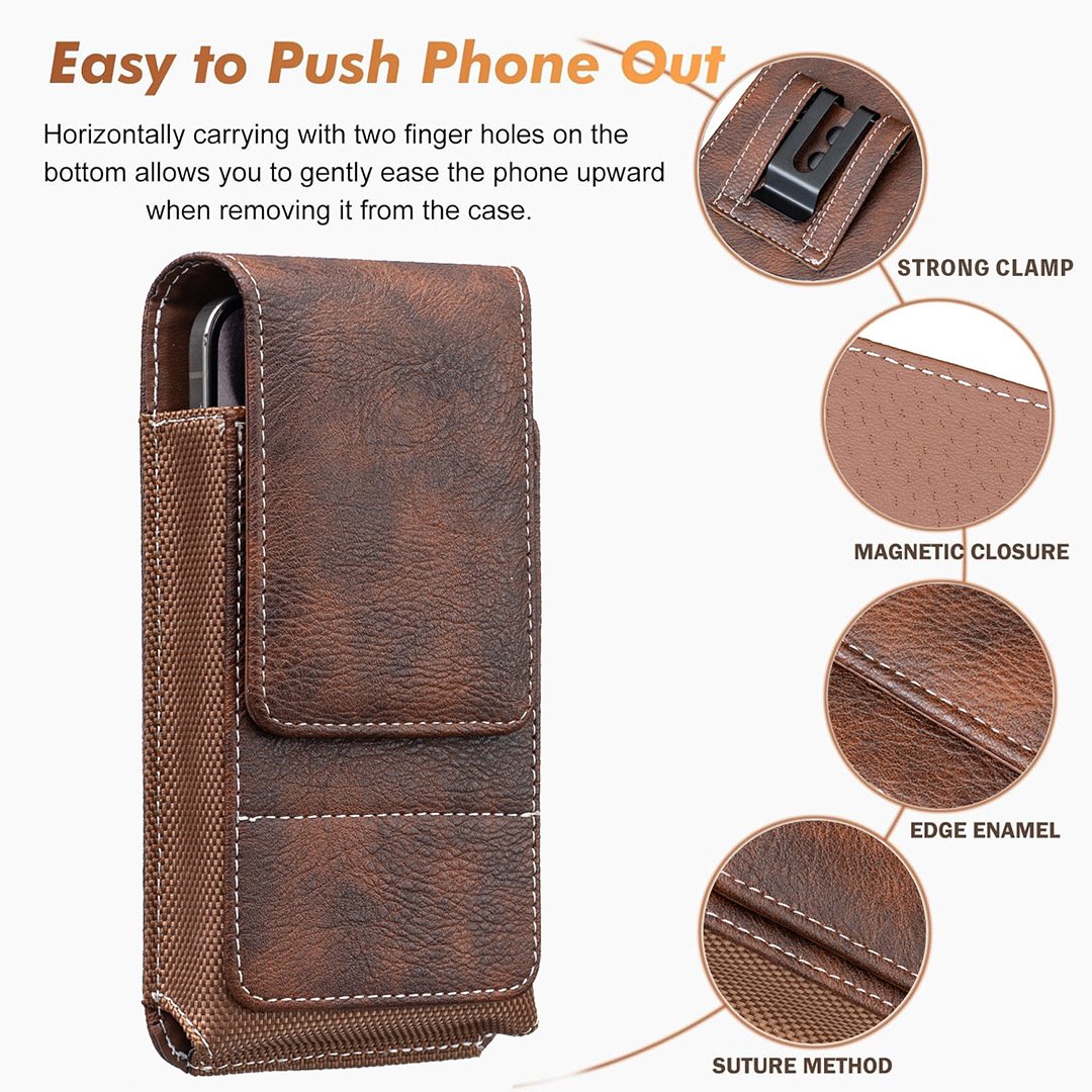 Waist Belt Cell Phone Pouch 📱 Multi-Pocket Leather Phone Case with Card Holder
