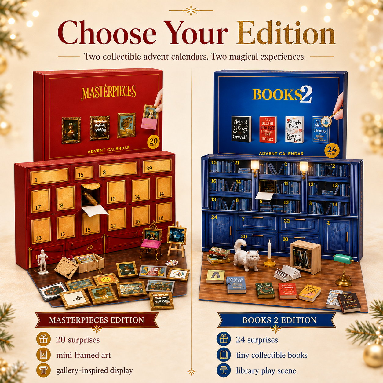 🎁 Open a Tiny Surprise Every Day – Miniature Books & Masterpieces Advent Calendar Collection
