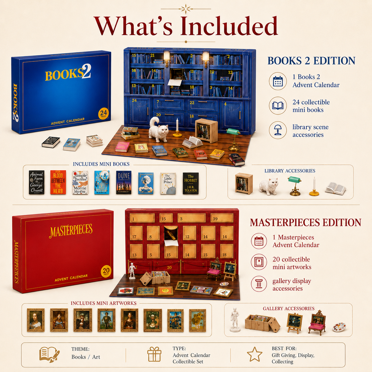 🎁 Open a Tiny Surprise Every Day – Miniature Books & Masterpieces Advent Calendar Collection
