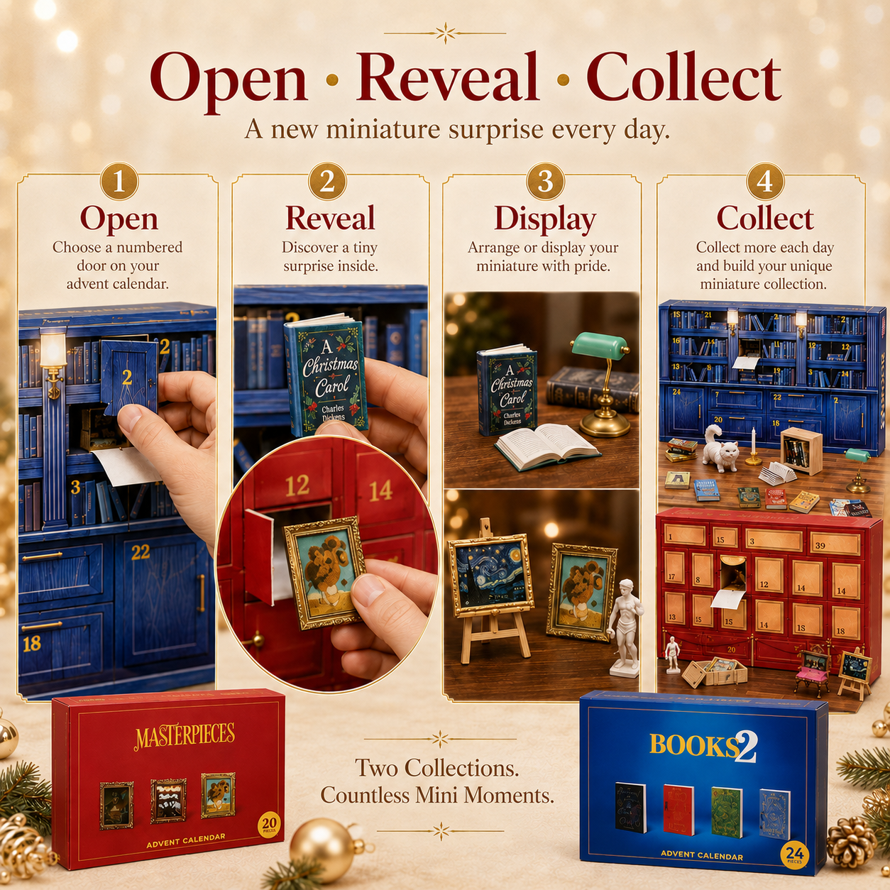 🎁 Open a Tiny Surprise Every Day – Miniature Books & Masterpieces Advent Calendar Collection