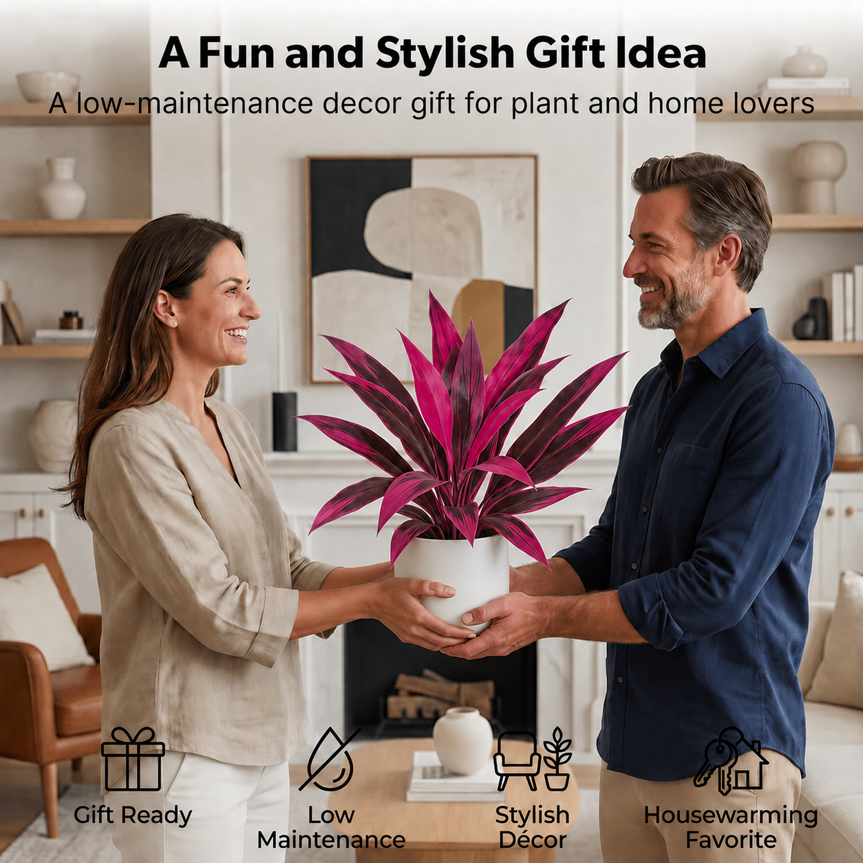 Artificial Boston Fern & Dragon's Blood Tree Plants