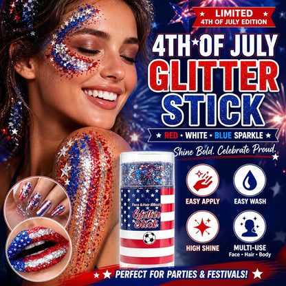 🦅4th of July Glitter Stick✨Red, White & Blue Body & Hair Sparkle.