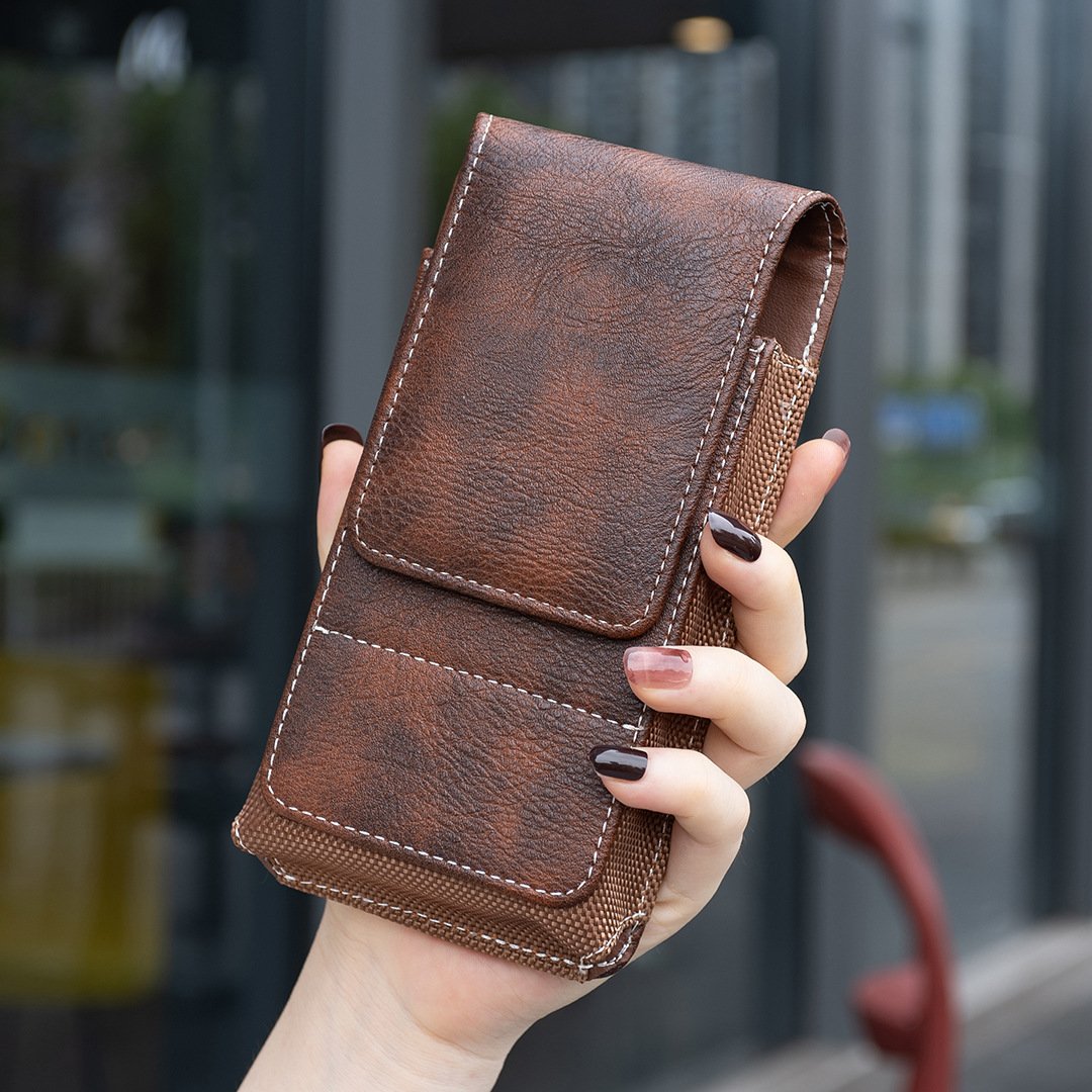 Waist Belt Cell Phone Pouch 📱 Multi-Pocket Leather Phone Case with Card Holder
