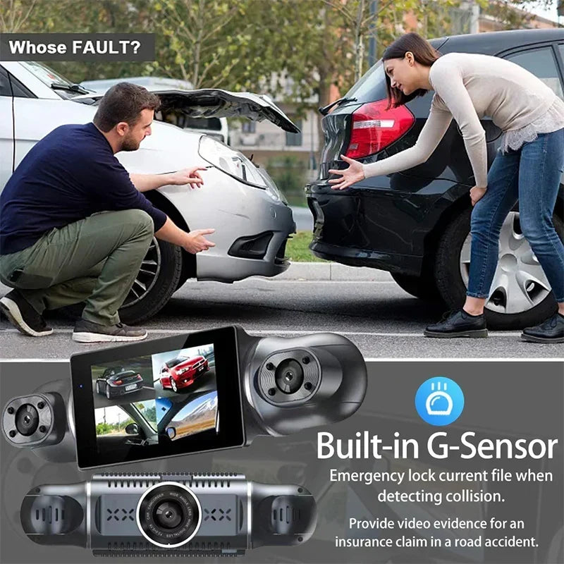 Protect Yourself with Video Evidence  4-Lens Dash Cam with Front, Rear & Side Coverage
